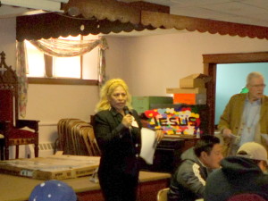 Sayda and Norm talk to the workers